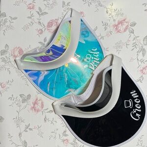 Bride and Groom Visor Set